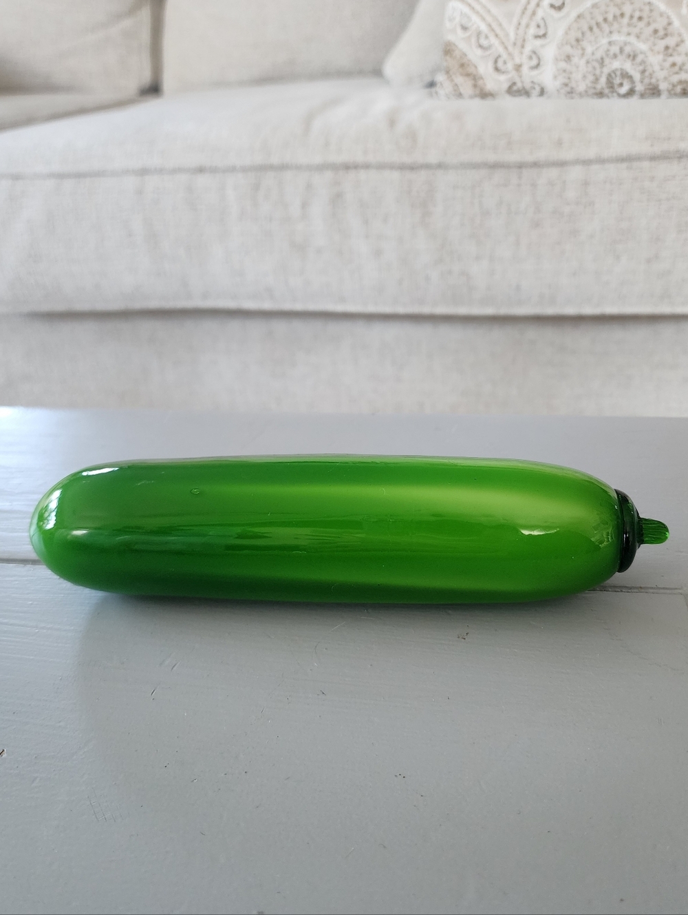 🥒 Handmade Blown Glass Cucumber Vintage 70s Fruit Vegetable Decor Retro 🥒